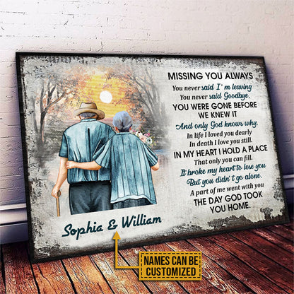 Old Couple Memorial Missing You Always Custom Poster, Couple Gift, Sympathy, Memorial Gift, Wall Pictures, Wall Art, Wall Decor