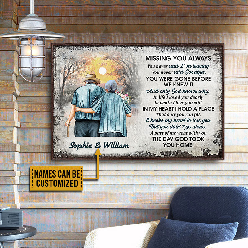 Old Couple Memorial Missing You Always Custom Poster, Couple Gift, Sympathy, Memorial Gift, Wall Pictures, Wall Art, Wall Decor