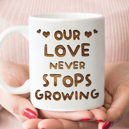 Old Couple Never Stops Growing Custom Mug, Gifts For Wedding, Anniversary, Birthday, Grandparents' Day Gift