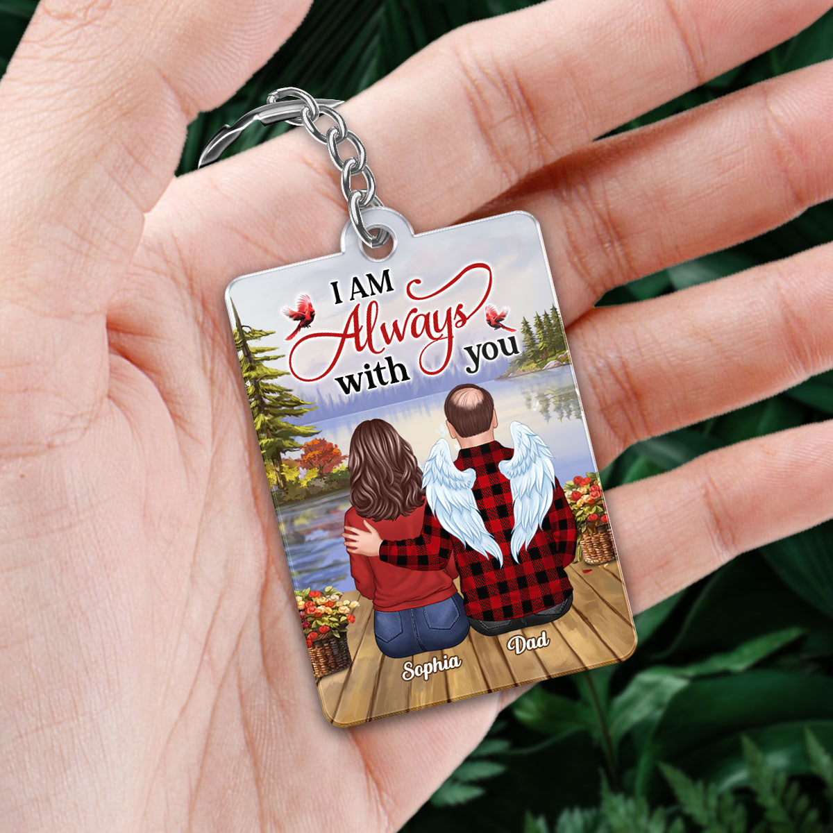 Lake Landscape Always With You Family Members Memorial Remembrance Gift Personalized Acrylic Keychain