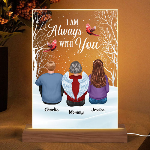 Always With You Family Memorial Snow Personalized Rectangle Acrylic Plaque LED Lamp Night Light
