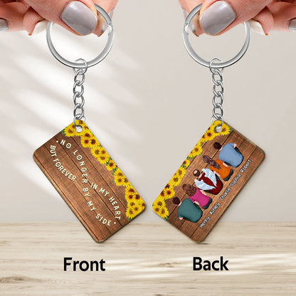 Sunflower No Longer By My Side Forever In My Heart Whole Family Memorial Remembrance Gift Personalized Wooden Keychain