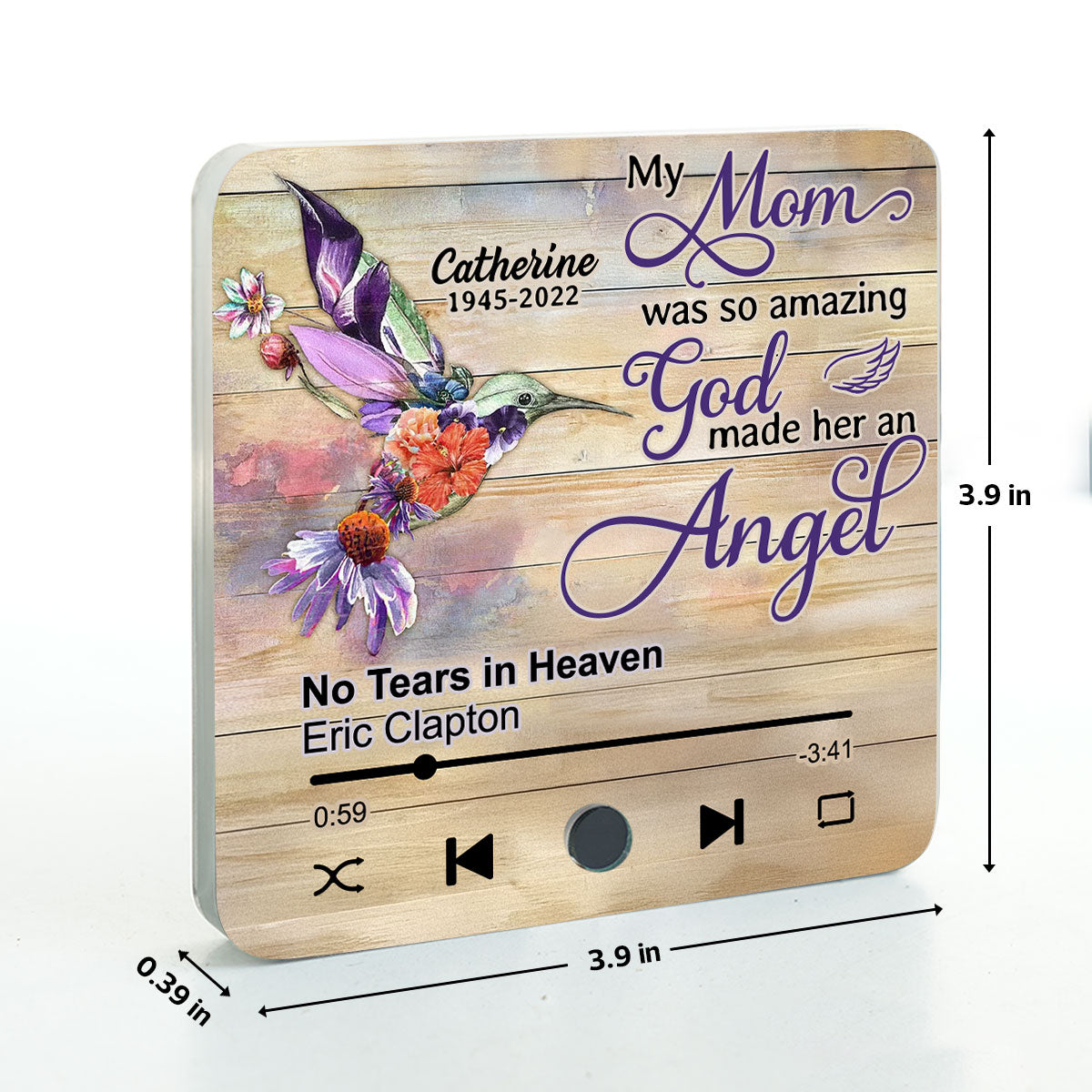 Hummingbird My Mom Was So Amazing God Made Her An Angel Personalized Music Fridge Magnet, Memorial Keepsake, Remembrance Gift