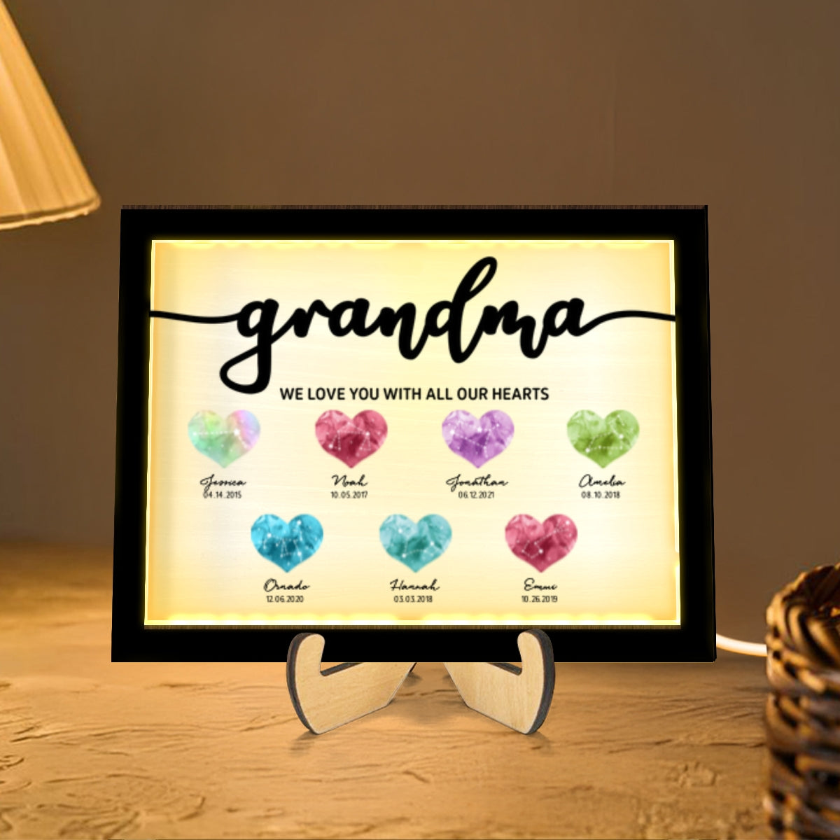 Birthstone Constellations Personalized 2-Layer Wooden Plaque With LED, Mother's Day Gift, Grandparents Day Gift, Gift for Her, Mom Gift, For Grandma