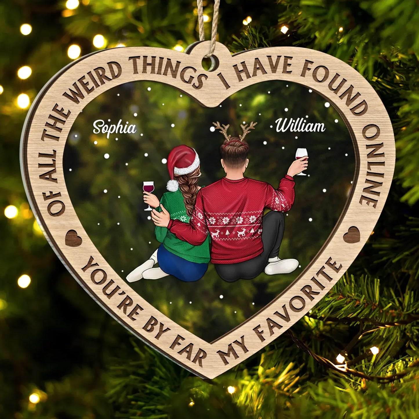 Of All The Weird Things - Christmas Gift For Couples, Husband, Wife - Personalized 2-Layered Mix Ornament ornament The Next Custom Gift