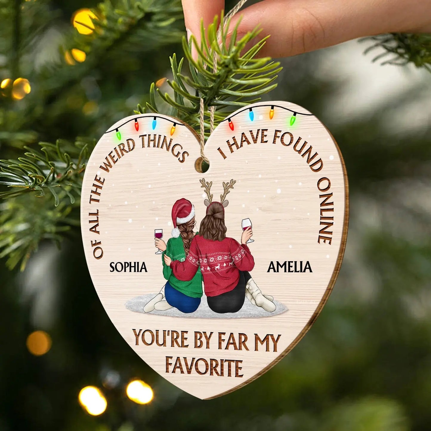 Of All The Weird Things - Christmas Gift For Couples, Husband, Wife - Personalized Custom Shaped Wooden Ornament ornament The Next Custom Gift