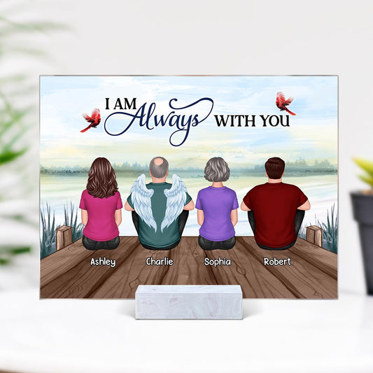 Whole Back View Family Sitting Remembrance Gift Memorial Lake Personalized Acrylic Plaque