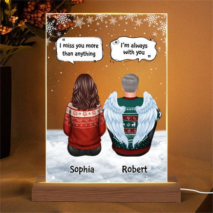 Snow Sky Always With You Family Memorial Conversation Remembrance Christmas Gift Personalized Rectangle Acrylic Plaque LED Night Light