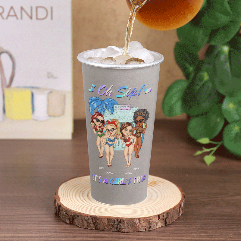 Oh Sip! It's A Girls' Trip Summer - Personalized Aluminum Color Changing Cup