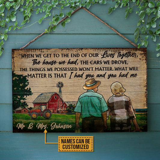Old Farmer Couple When We Get Old Custom Wood Rectangle Sign