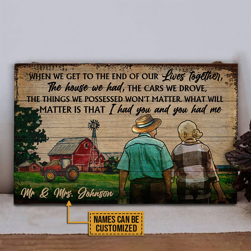 Old Farmer Couple When We Get Old Custom Wood Rectangle Sign