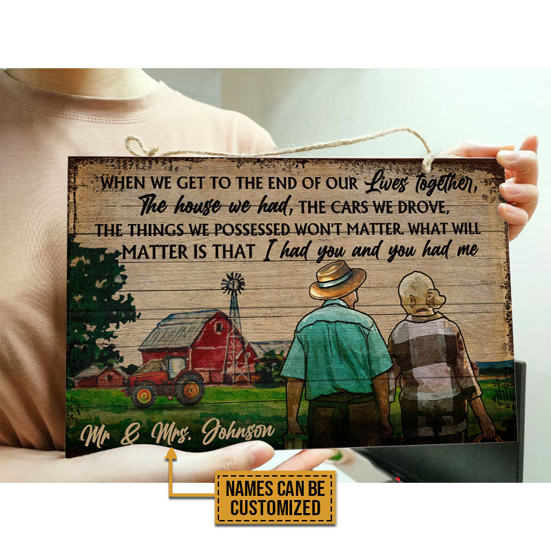 Old Farmer Couple When We Get Old Custom Wood Rectangle Sign