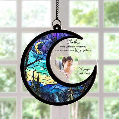 The Sky Looks Different Personalized Window Hanging Memorial Suncatcher, Sympathy Gift