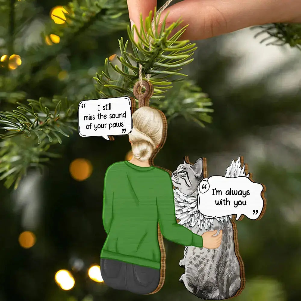 Memorial Backside Pet I Miss You - Personalized Wooden Cutout Ornament