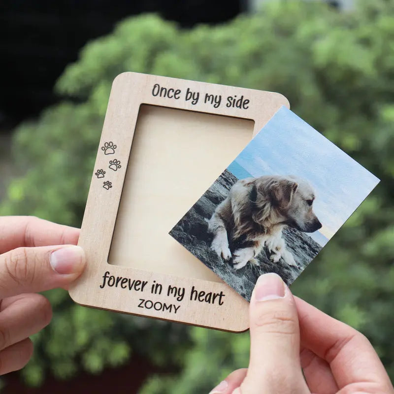 Once By My Side, Forever In My Heart, Heartfelt Memorial Gift For Pet Lovers, Pet Loss Personalized Picture Frame, Custom Photo Car Visor Clip Car Visor Clip The Next Custom Gift