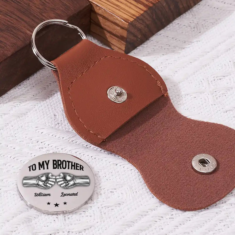 Once A Brother Always A Brother - Personalized Leather Pocket Hug