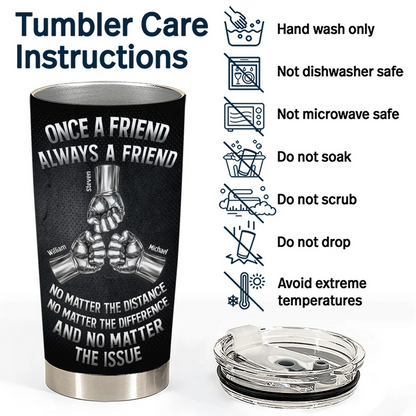 Once A Brother Always A Brother Metal Effect Hand Punch - Personalized Tumbler