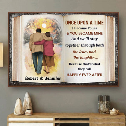 Once Upon A Time Old Couple Anniversary Memorial Gift - Personalized Custom Poster