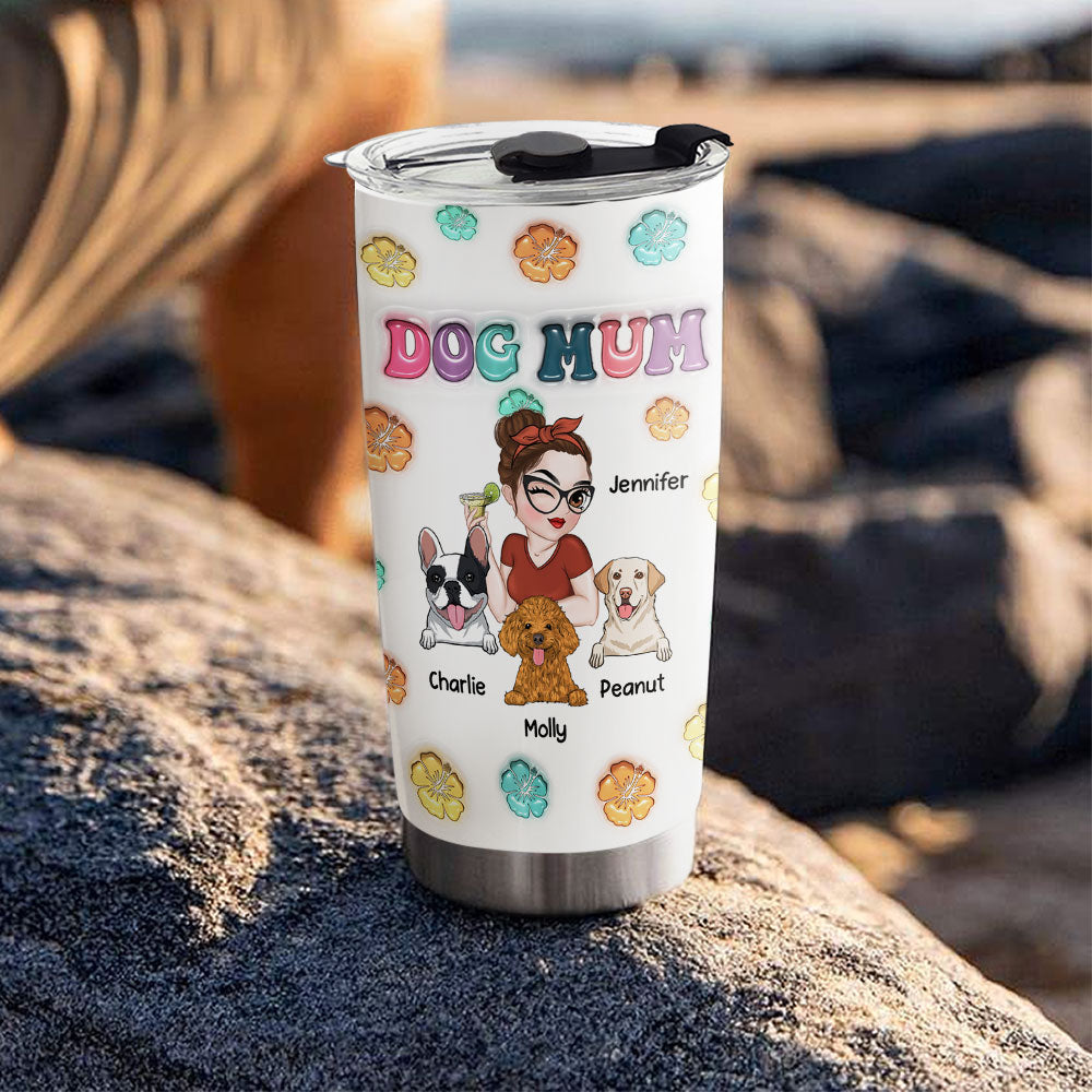 Dog Mom Summer - Personalized Custom 3D Inflated Effect Tumbler