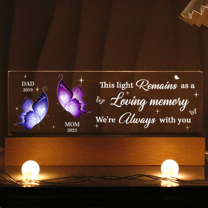 This Light Remains As A Loving Memory We're Always With You Memorial Personalized Acrylic Block LED Night Light, Christmas Sympathy Gift for Loved Ones