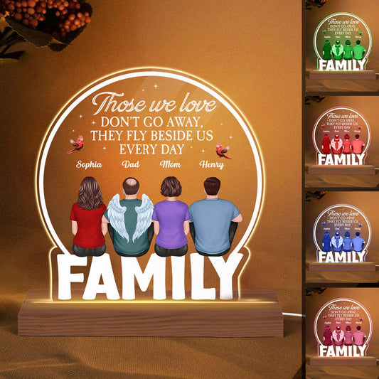 Family Back View Sitting Personalized Custom Shape Acrylic Plaque With LED Night Light