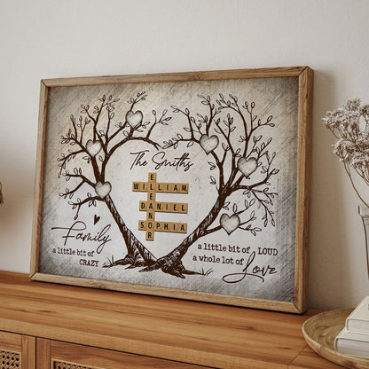 Family Heart Tree Crossword Puzzle, Captured In A Moment, Cherished For A Lifetime Personalized Poster