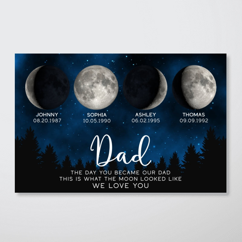 This Is What The Moon Looked Like The Day You Became Dad Grandpa Custom Birth Moon Phase Personalized Poster