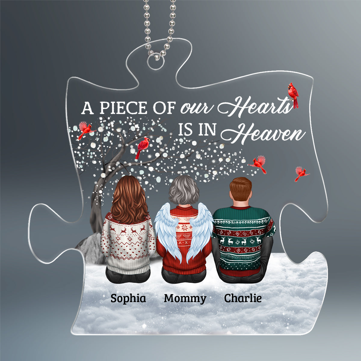 A Piece Of Our Hearts Is In Heaven Remembrance Memorial Keepsake Sympathy Gift Christmas Personalized Acrylic Ornament