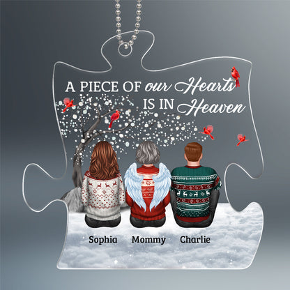 A Piece Of Our Hearts Is In Heaven Remembrance Memorial Keepsake Sympathy Gift Christmas Personalized Acrylic Ornament