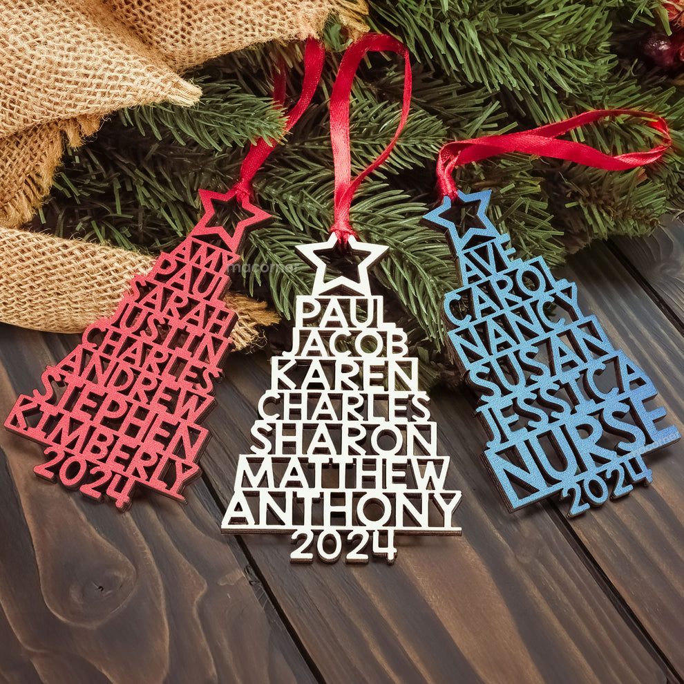 Custom Family Names 2024 Christmas Tree - Personalized Family Ornament