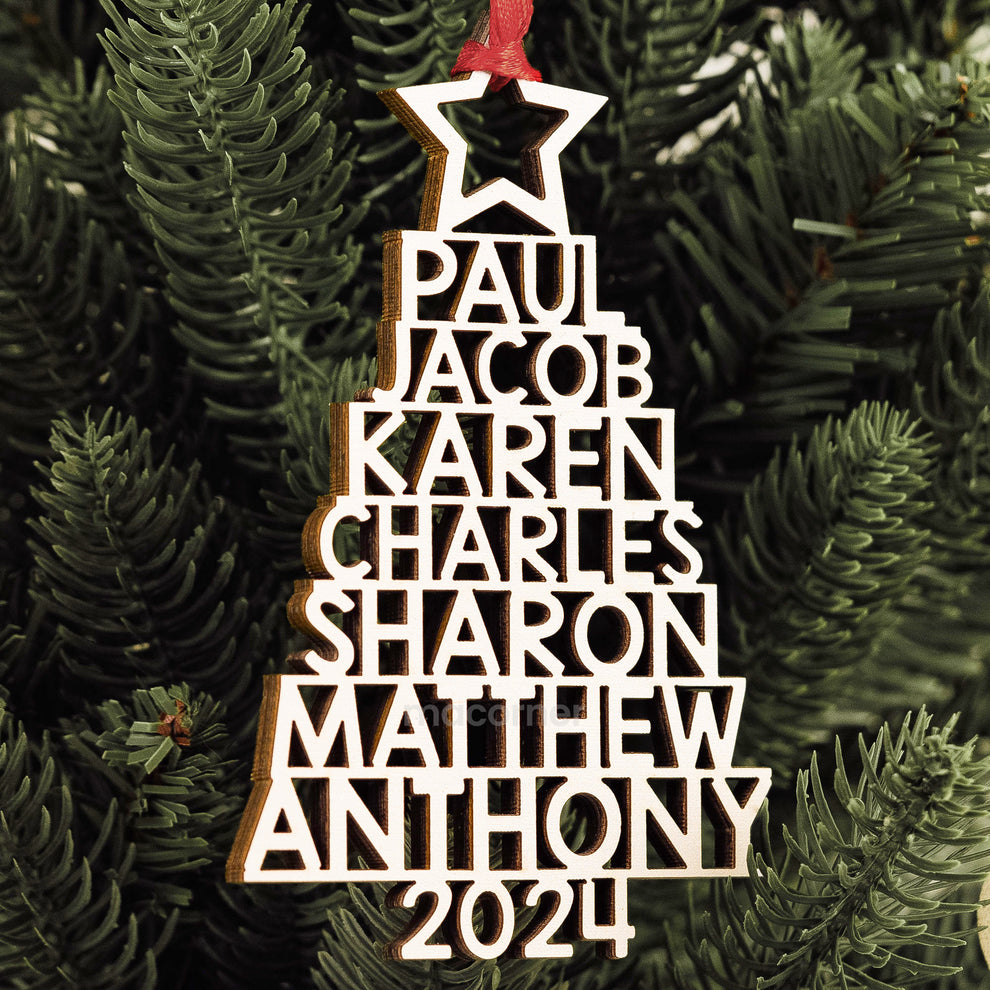 Custom Family Names 2024 Christmas Tree - Personalized Family Ornament