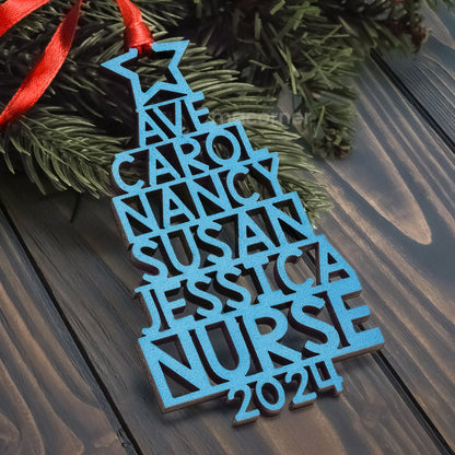 Custom Family Names 2024 Christmas Tree - Personalized Family Ornament