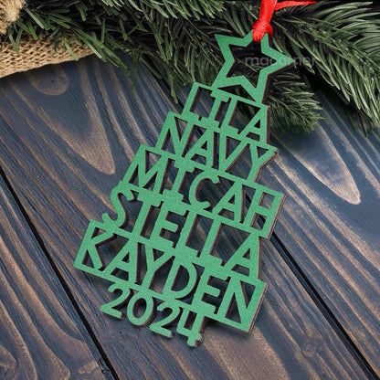 Custom Family Names 2024 Christmas Tree - Personalized Family Ornament