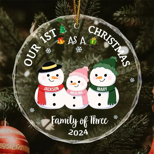 Our First Christmas As A Family - Personalized Circle Glass Ornament ornament The Next Custom Gift