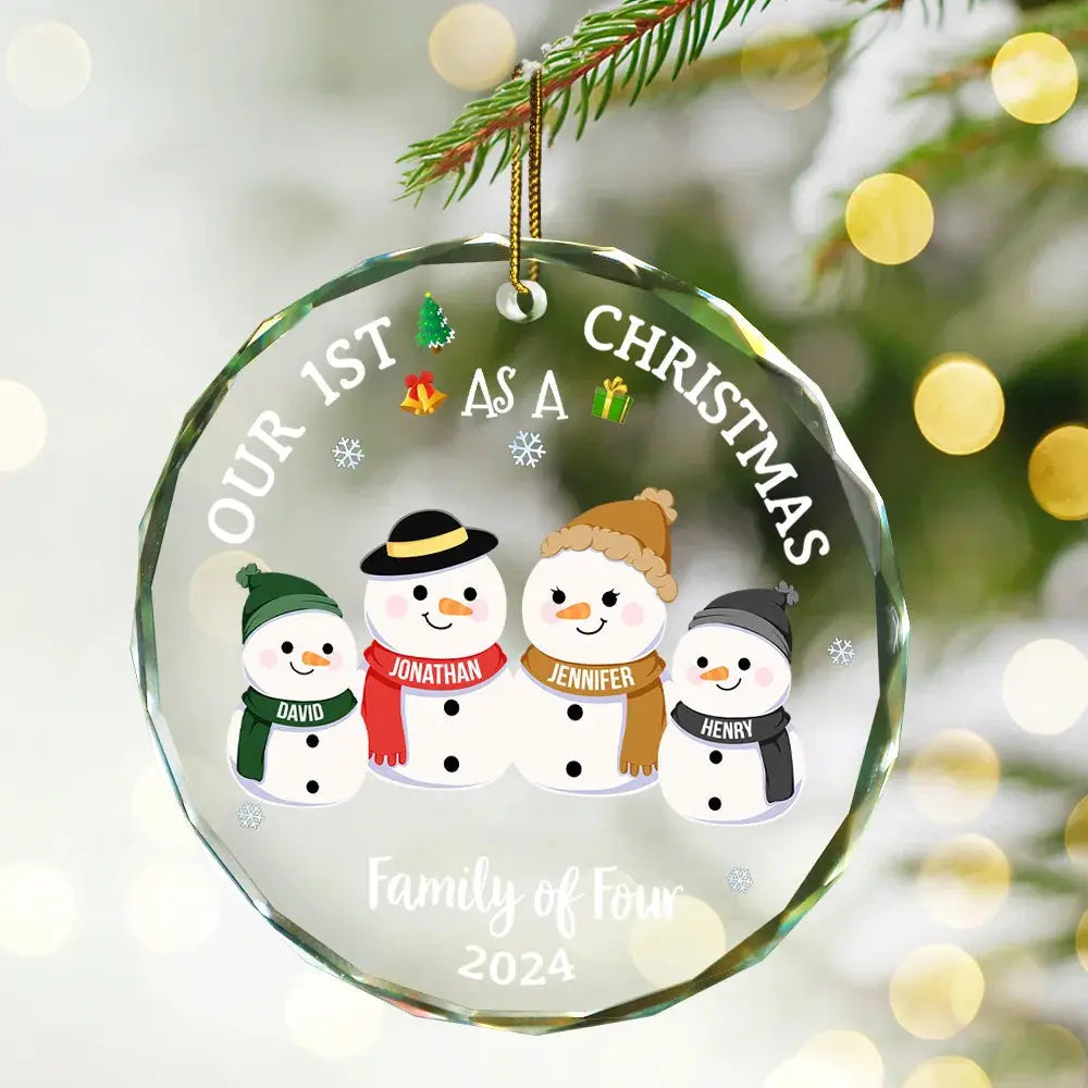 Our First Christmas As A Family - Personalized Circle Glass Ornament ornament The Next Custom Gift