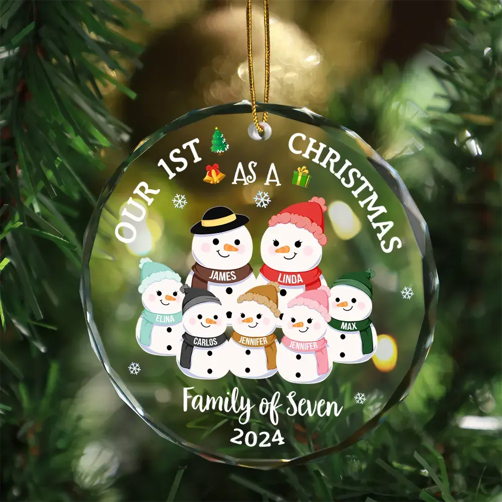 Our First Christmas As A Family - Personalized Circle Glass Ornament ornament The Next Custom Gift