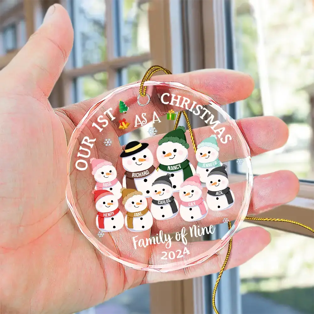 Our First Christmas As A Family - Personalized Circle Glass Ornament ornament The Next Custom Gift