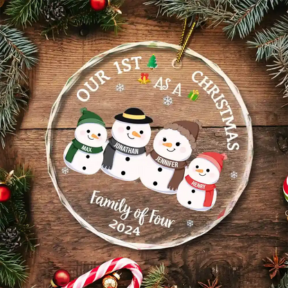 Our First Christmas As A Family - Personalized Circle Glass Ornament ornament The Next Custom Gift