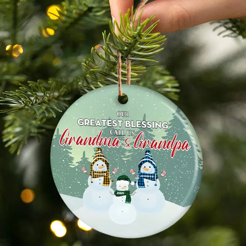 Our Greatest Blessings - Christmas Gift For Grandparent - Personalized Custom Circle Ceramic Ornament Ornament The Next Custom Gift