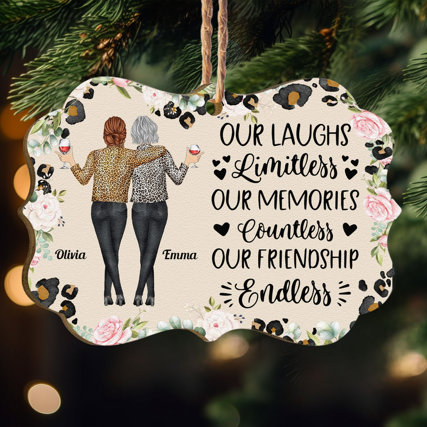 Our Laughs Are Limitless Leopard - Personalized Wooden Ornament