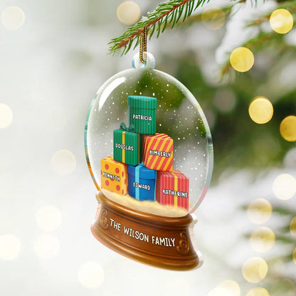 Our Family 3D Effect Pile Of Gilfs - Personalized Custom Shaped Acrylic Ornament
