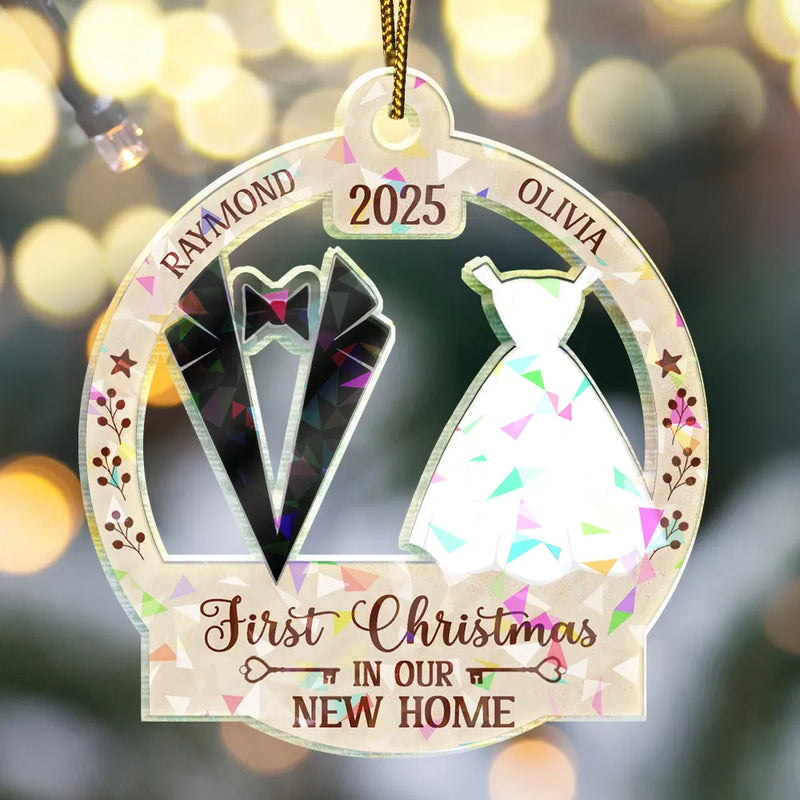 Our First Christmas Married - Personalized Holographic Acrylic Ornament