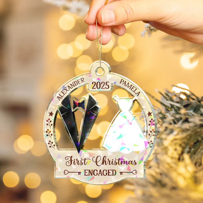 Our First Christmas Married - Personalized Holographic Acrylic Ornament