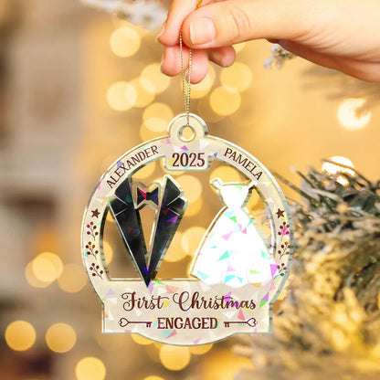Our First Christmas Married - Personalized Holographic Acrylic Ornament