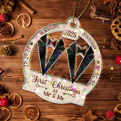 Our First Christmas Married - Personalized Holographic Acrylic Ornament