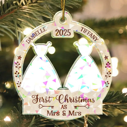 Our First Christmas Married - Personalized Holographic Acrylic Ornament