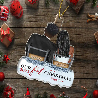 Our First Christmas Married Couples - Personalized Custom Shaped Acrylic Ornament