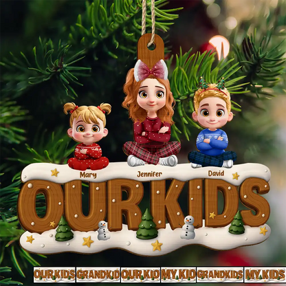 Our Kids Grandkids Christmas - Personalized Custom Shaped Wooden Ornament