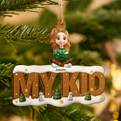 Our Kids Grandkids Christmas - Personalized Custom Shaped Wooden Ornament