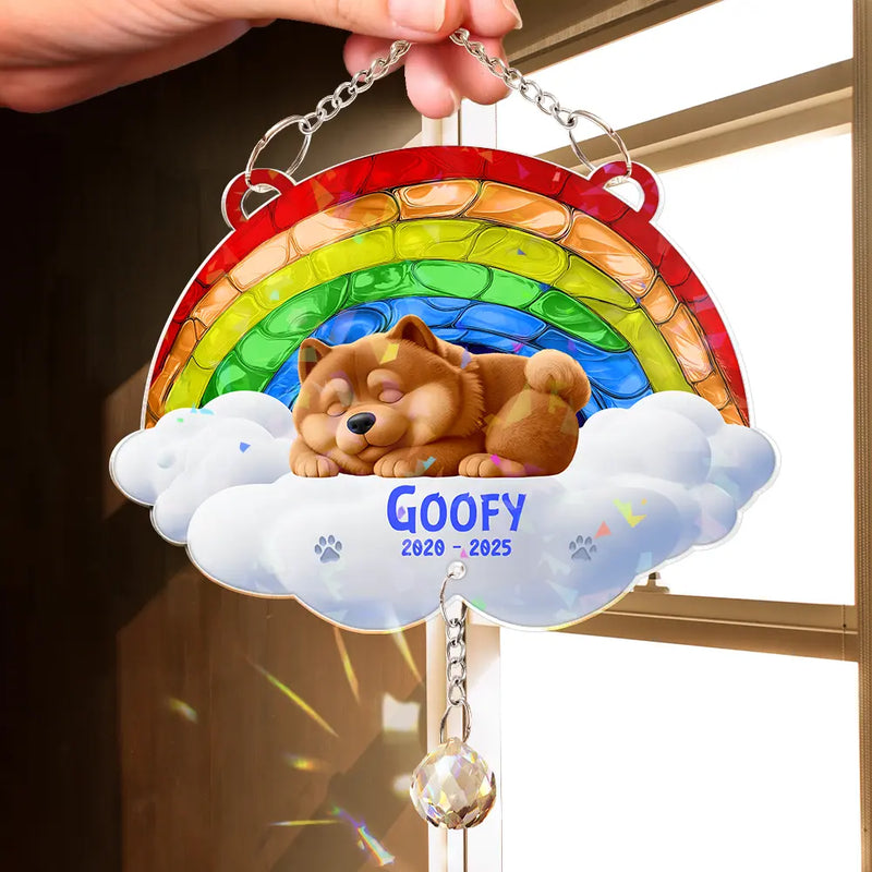 Over The Rainbow Bridge - Personalized Rainbow Suncatcher With Crystal Ball Prism